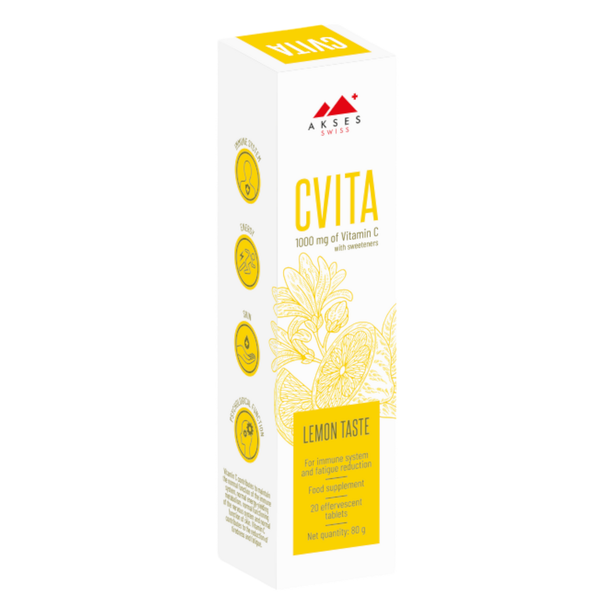 CVITA Vitamin C 1000mg Effervescent Lemon Taste 20 Tab