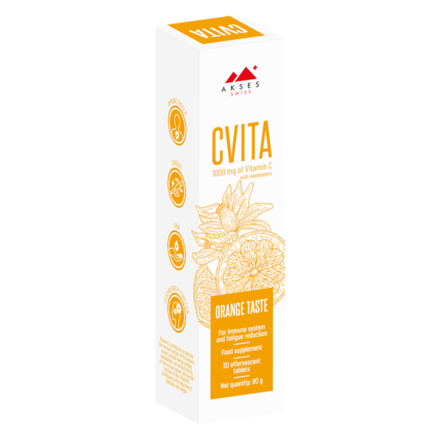 CVITA Vitamin C 1000mg Effervescent Orange Taste 20 Tab